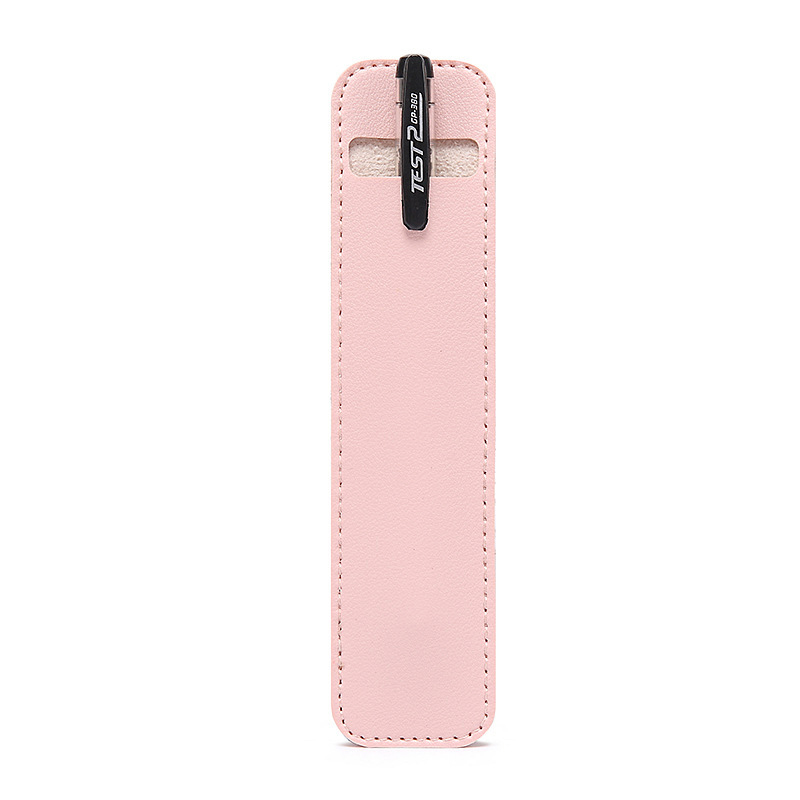 1 Pcs PU Leather Pencil Pen Case Pen Protection Cover Solid Color Hollow Simple Student Stationery Box: Pink