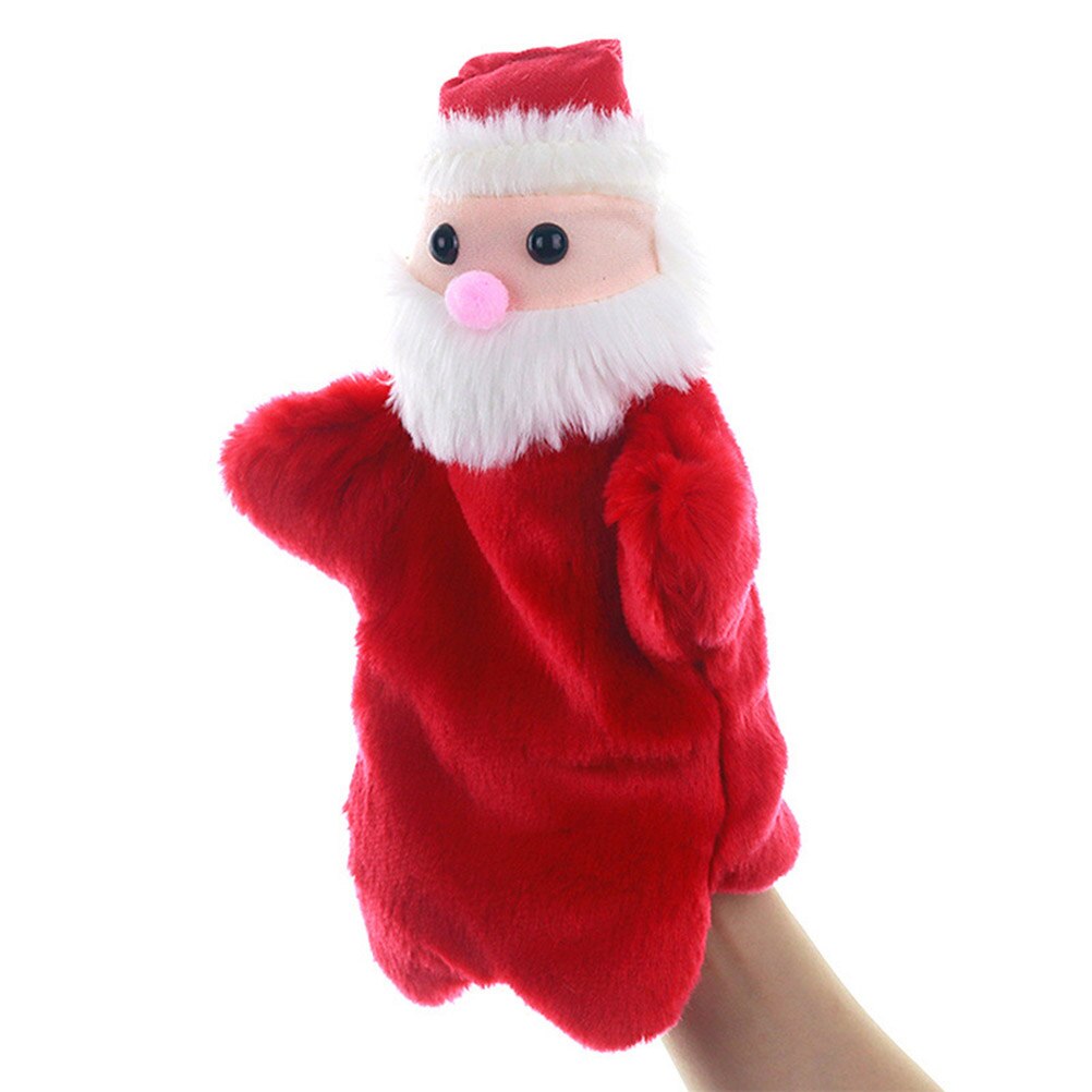 30cm Christmas Hand Puppet Cartoon Santa Claus Plush Puppets Doll Baby Toys