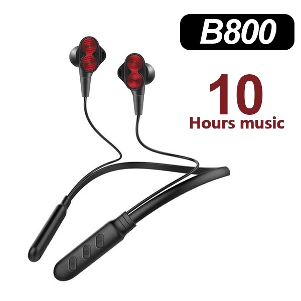 Cbaoooo  b800 bluetooth oordopjes draadloze koptelefoon sport stereo bluetooth oordopjes met microfoon voor telefoon: Rood  b800-10 uur