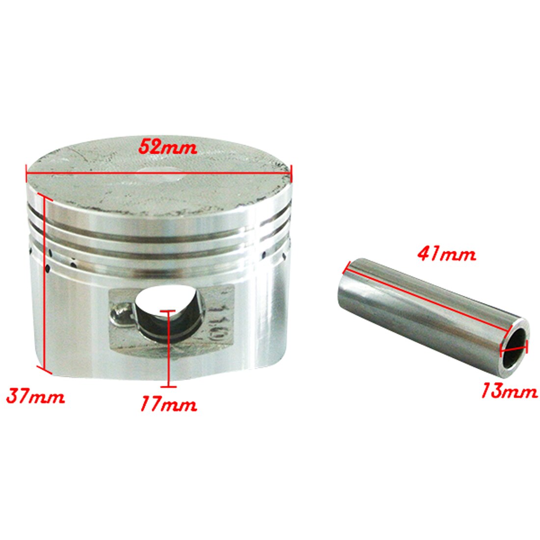 Ring Of Red 52.4mm Pistão 13mm Pino Anéis Kit 110cc 125cc Motor Atv