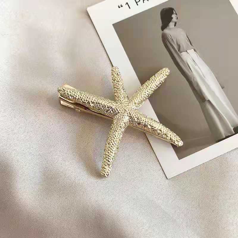 1PC Frauen Blatt Feder Haar Clip Metall Seestern Haarnadel Haarspange Haar Ornament Party Dekoration Haar Zubehör