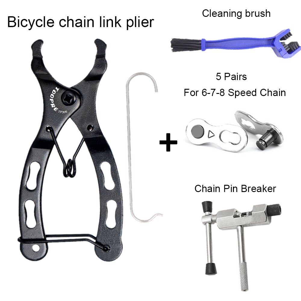 Mini Bike Chain Tang Quick Link Reparatie Tool Mtb Road Fiets Ketting Klem Snelkoppeling Knop Mount Magie Gesp tool Kit: Set 6