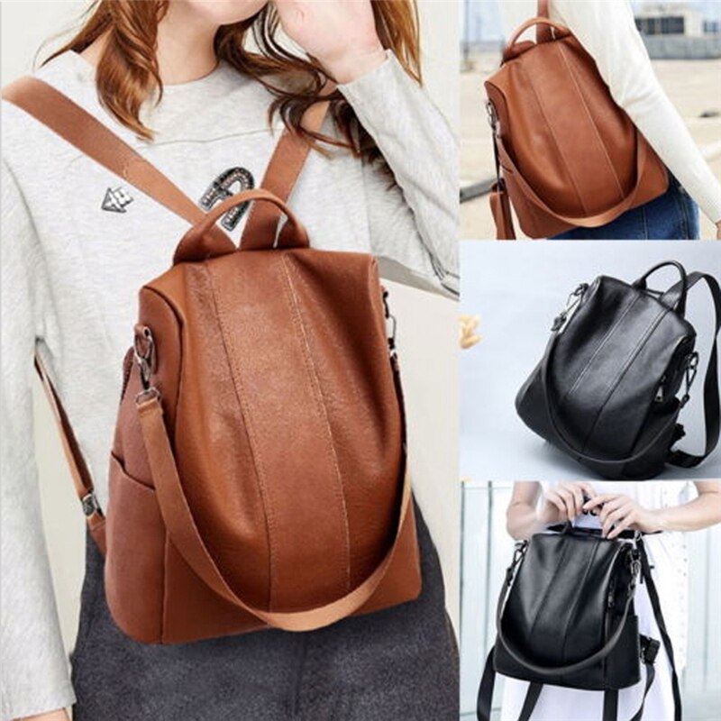 Dames PU Leren Rugzak - Vintage Stijl, Grote Capaciteit, Anti-diefstal Schooltas