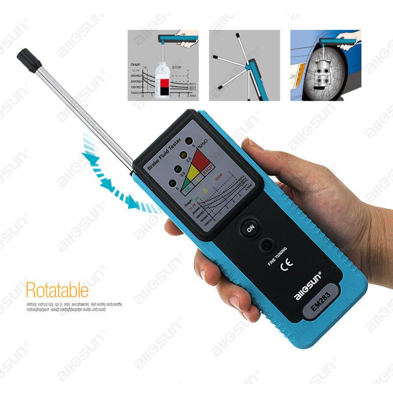 Automotive Brake Fluid Tester Car oil testing with LED 180 Degree Pucker built-in buzzer All-Sun EM283