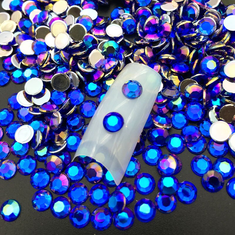 60 stuks/pak 5mm diy 3d nail art acryl ronde glitter strass steentjes plaat uv gel polish tips edelsteen sticker manicure decal decoratie: 10