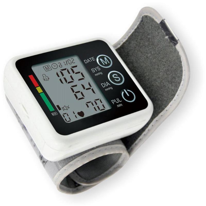 Automatisk digital lcd-display handledsblodtrycksmätare bärbar blodtrycksmätare som mäter puls blodtrycksmätare