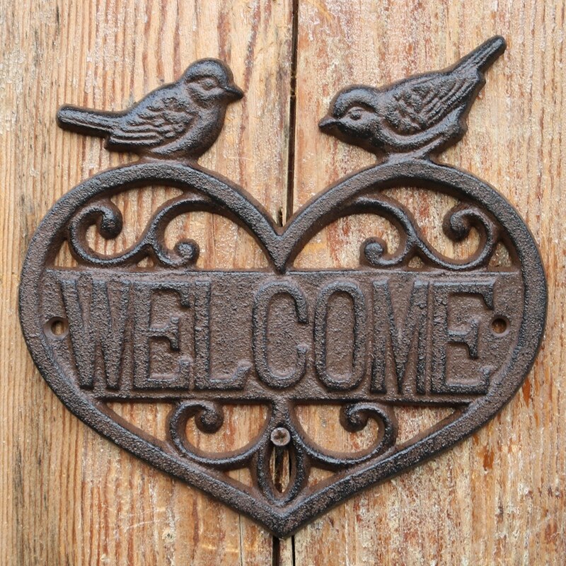 JD carte décorative décoration murale en fonte européenne Vintage maison bureau Style de coeur d'oiseau bienvenue