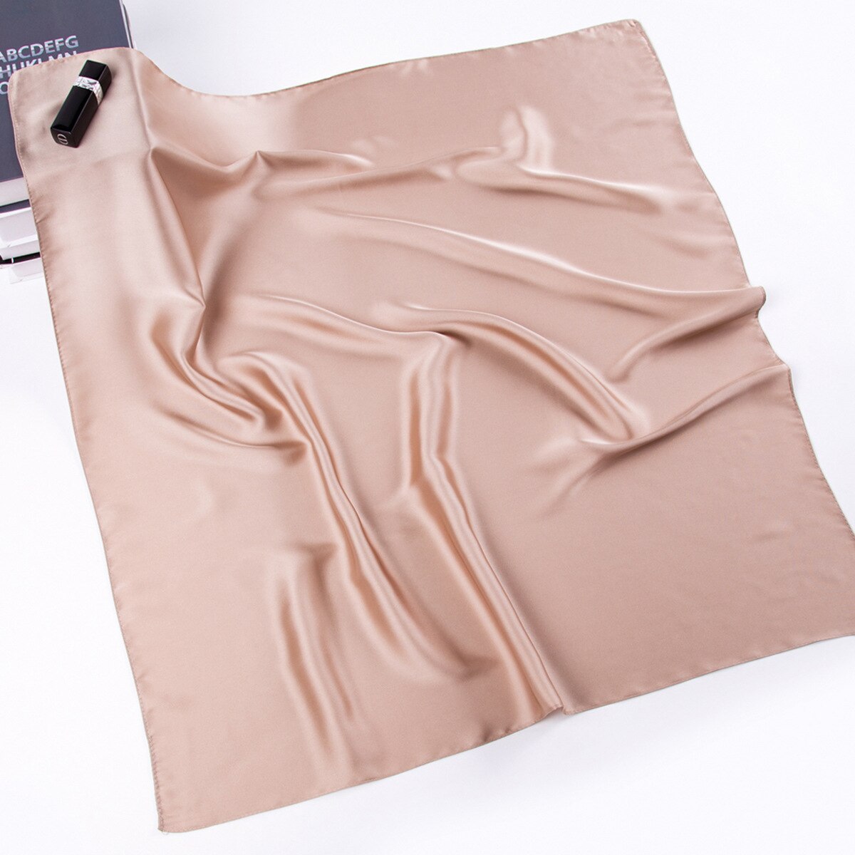 Haar Schal Für Frauen Kleine Kopftuch Feste Farben die Seide Satin- Nacken Schals Weibliche 70cm * 70cm Tasche schals Für Damen: khaki