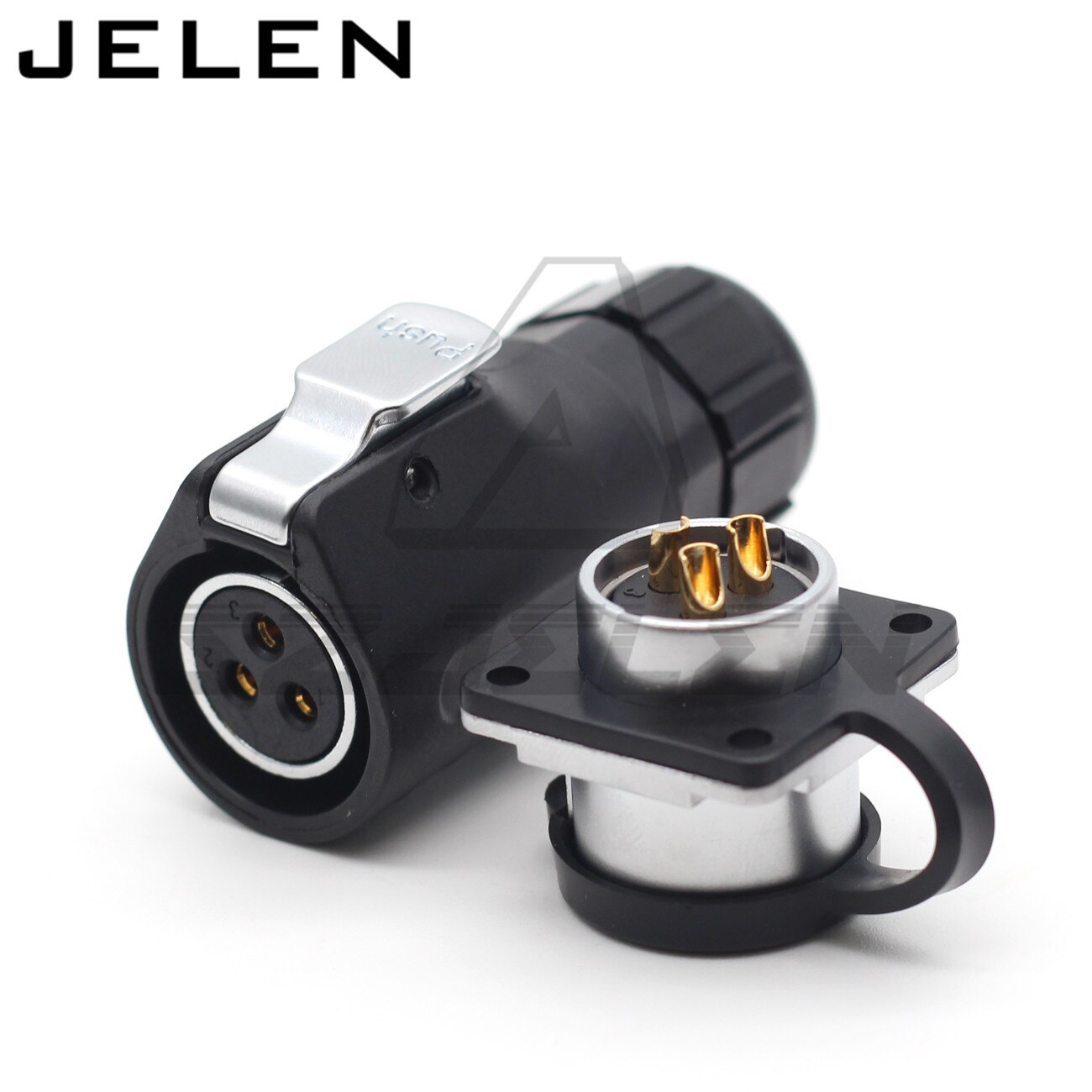 XHE20, Waterproof connector 3 pin power cable connector plug female & socket male LED panel mounting power connector IP67