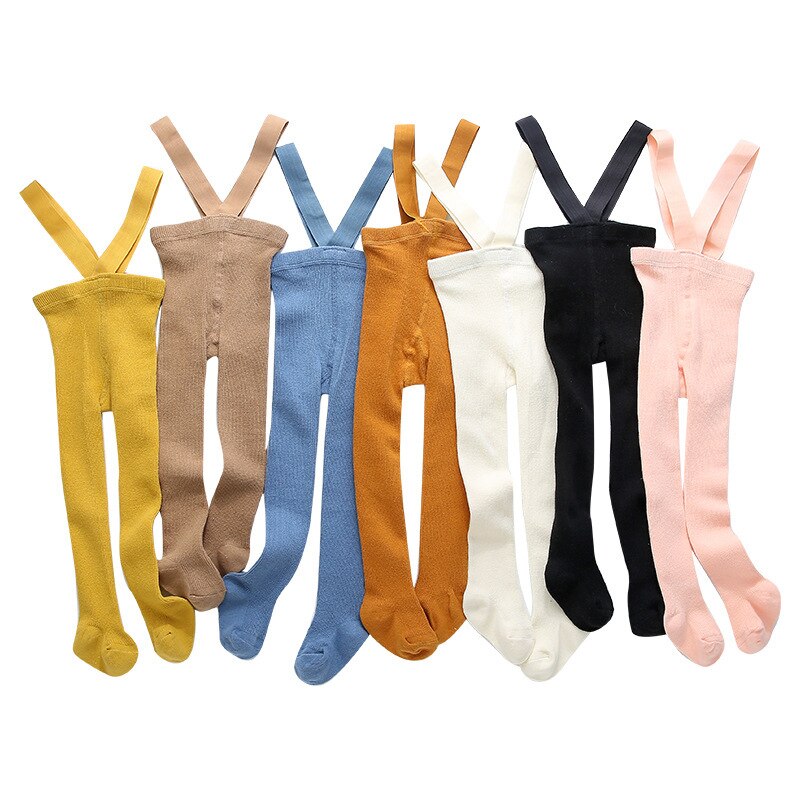 1Pcs Gekamd Katoen Ademend Pure Kleur Baby Panty Cross Riem Leggings Hoge Taille Pasgeboren Broek Voor Baby Meisje 39cm