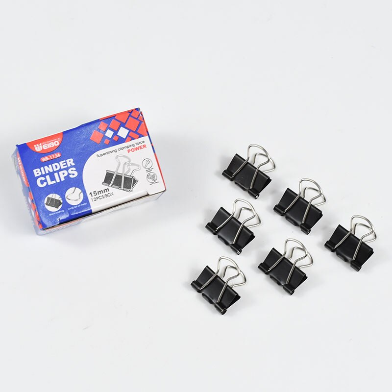 113A Metal Binder Clips Black Clips 12Pcs Home Office Books File Paper Clip Food Clips Strong clamping force Easy classification