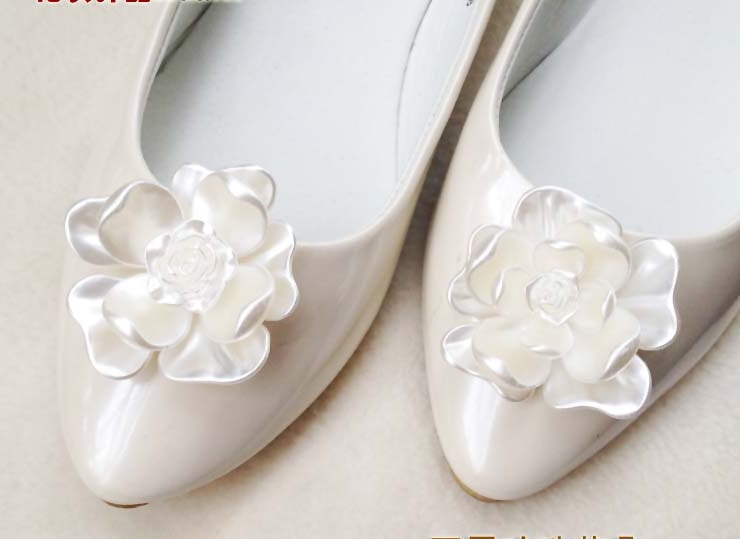2 Stks/partij Van Mode Nanyang Shell Handleiding Temperament Van Bloemen Witte Parel Glans Verwijderbare Schoen Clip