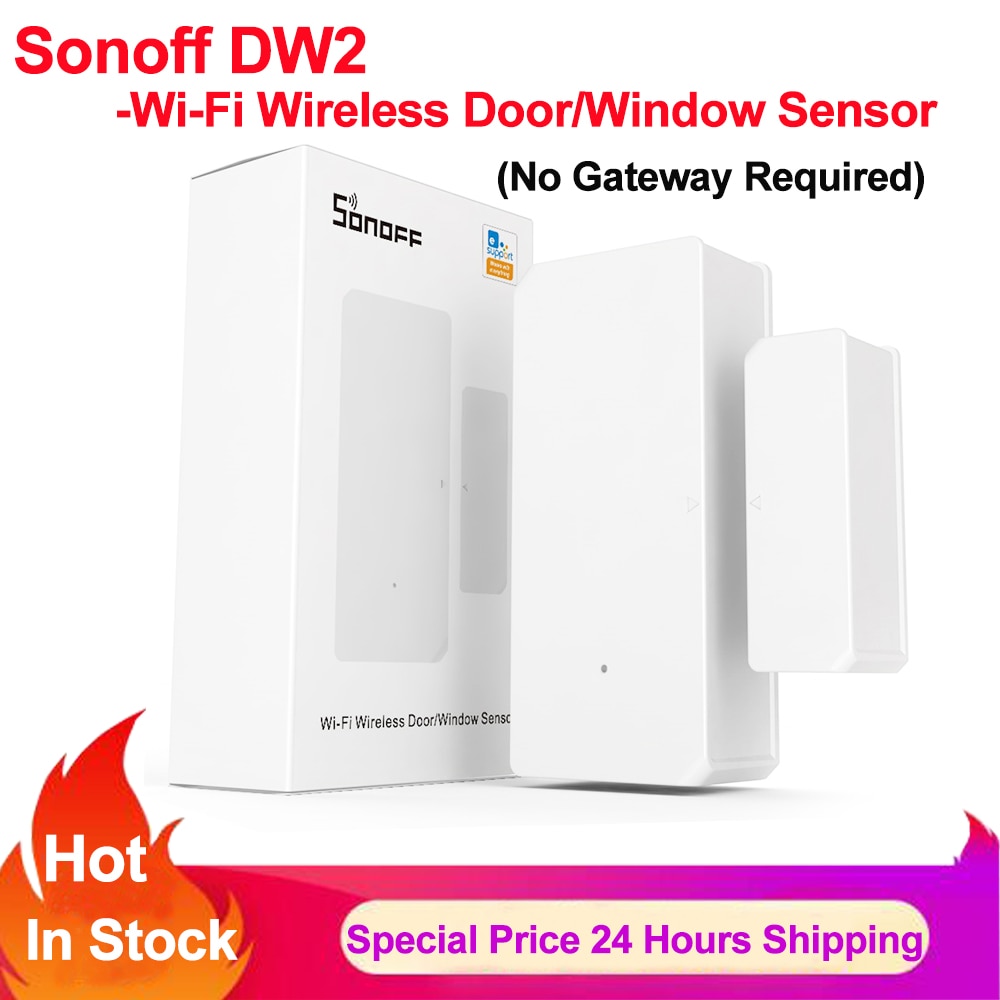 Sonoff-Sensor de ventana y puerta inalámbrico DW2, dispositivo de enlace con Control remoto inteligente para el hogar, sin Hub, a través de la aplicación Ewelink