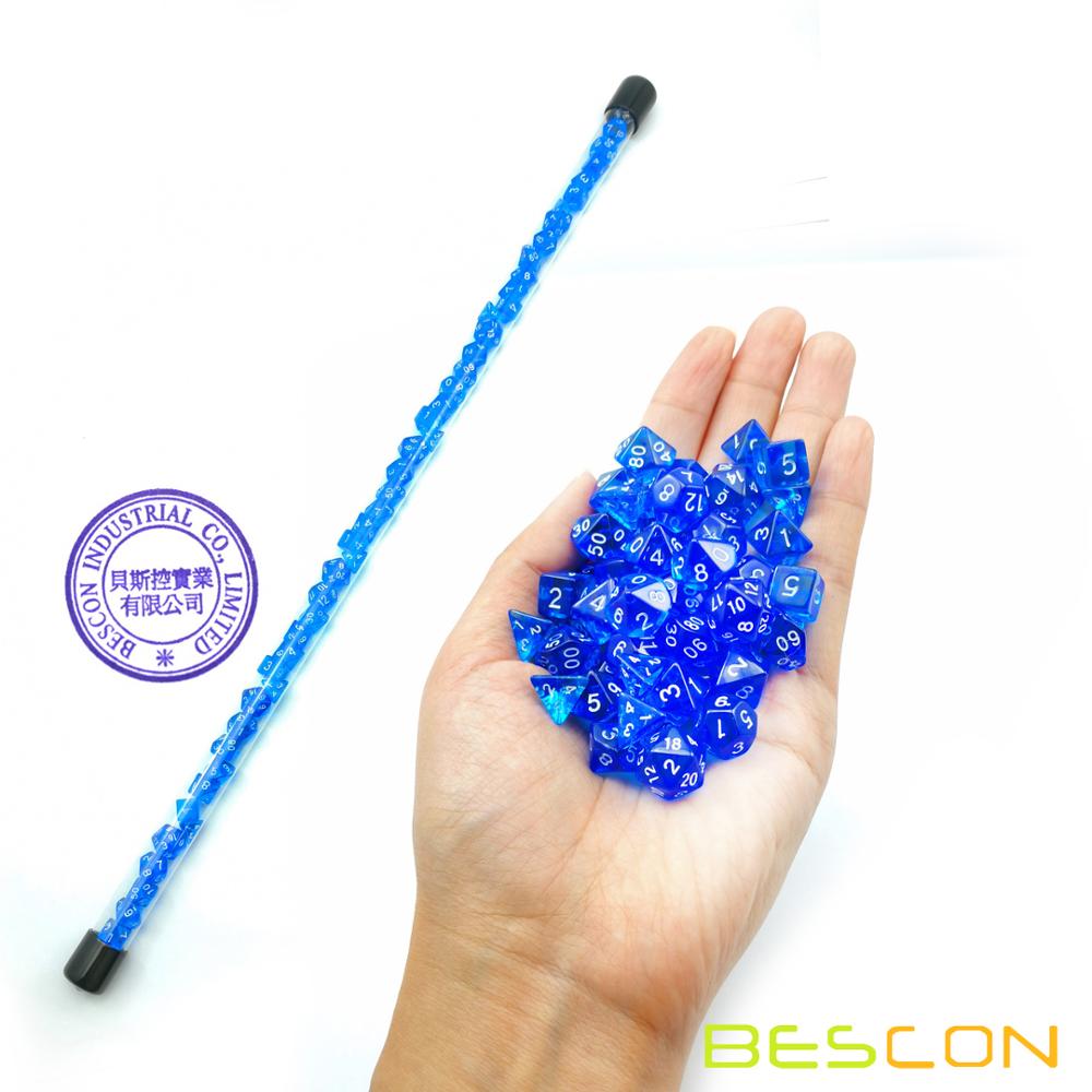 Bescon 49 Pcs Gem Blauw Mini Polyhedrale Dobbelstenen Set In Lange Buis, Sapphire Mini Dnd Rpg Dobbelstenen 7X7pcs, lange Stok Set