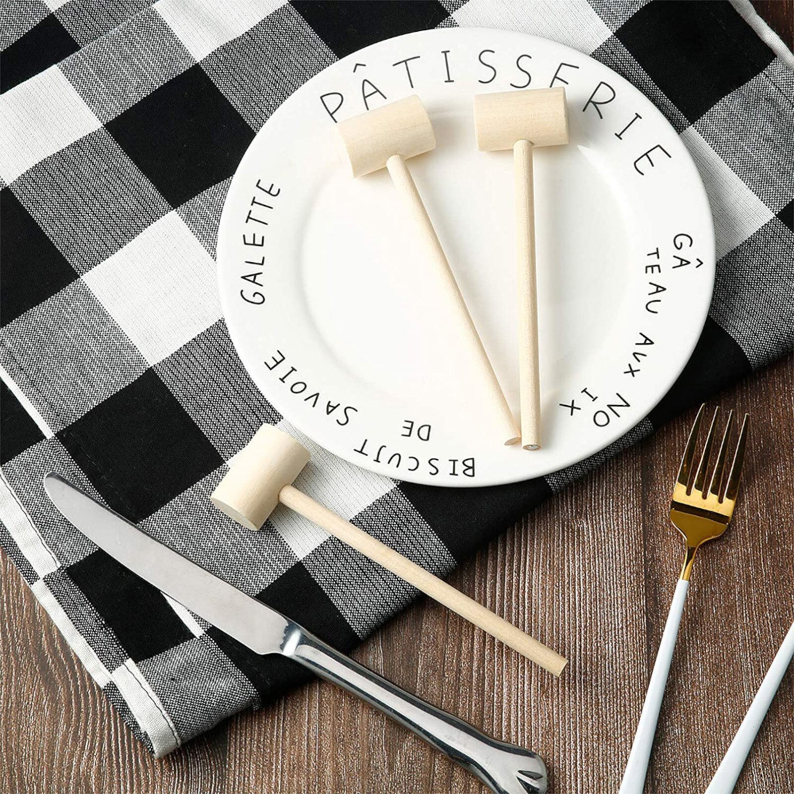 10Pcs Mini Krab Kreeft Houten Hamers Natuurlijke Hardhout Zeevruchten Hamers Voor Familie Diners Zeevruchten Partijen