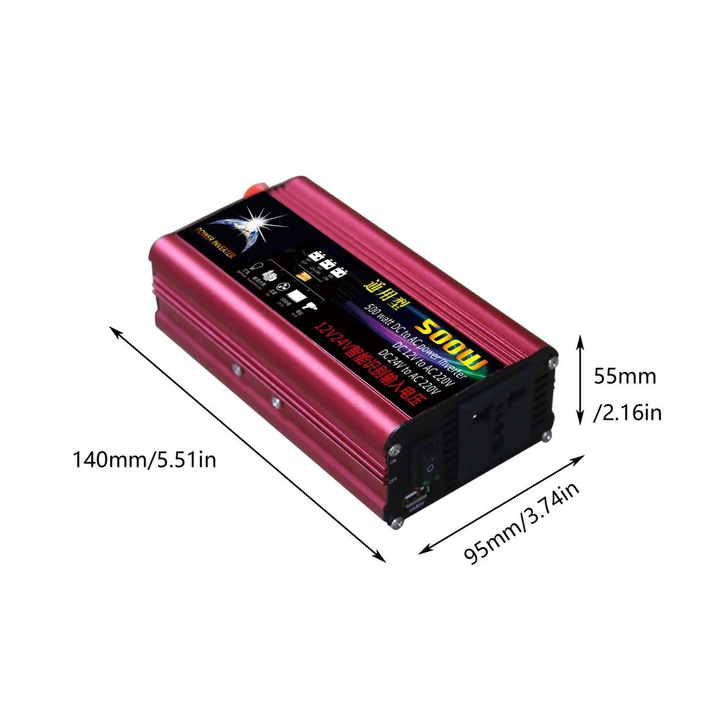 General 500W/1000W/1500W/2000W DC to AC Power Inverter 12V/24V to 220V Automotive Car Power Supply Inverter