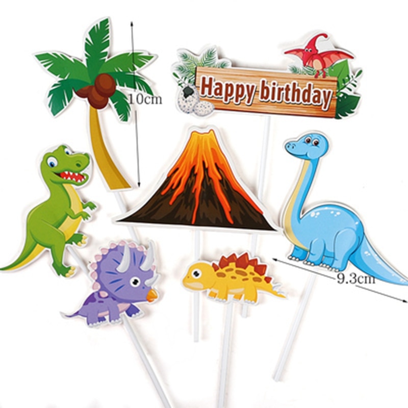 Dinosaurie tema fest tårt toppers djungel safari födelsedagsfest 1st födelsedagsfest jurassic world party baby shower pojkar födelsedag