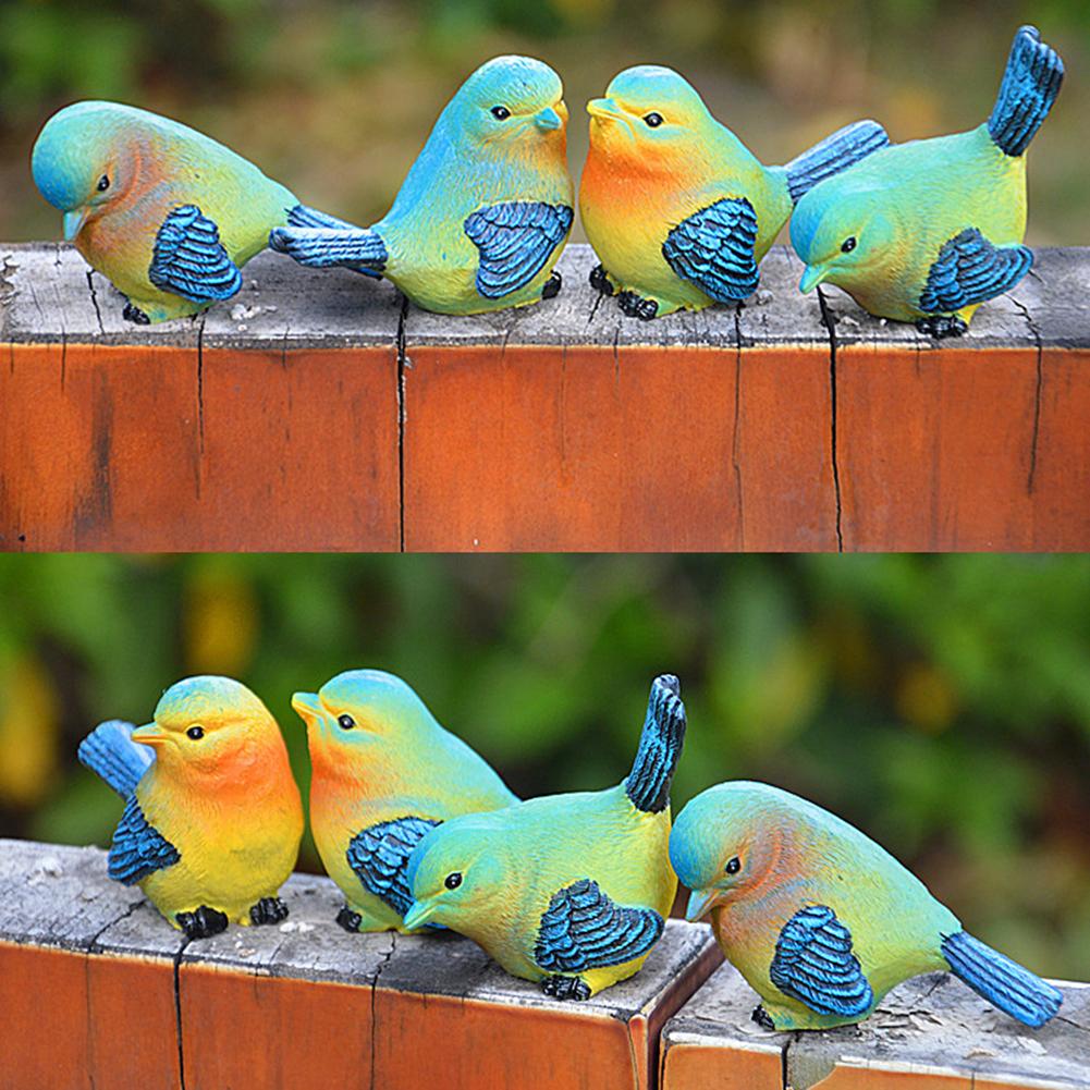 4 sztuk żywicy ptaki figurki mini ptaki ozdoba robić dekoracja robić przydomowego ogrodu