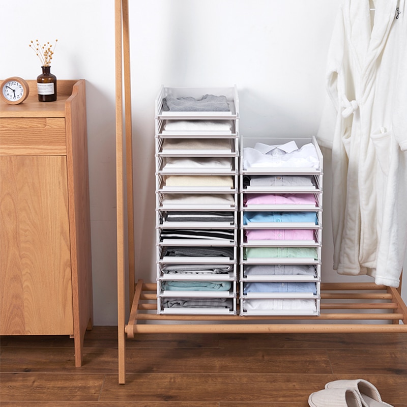 5 stk tøjopbevaringsstativ glideskuffe folde bord tøj let mappe bogholder multifunktionel opbevaring af hjemmet
