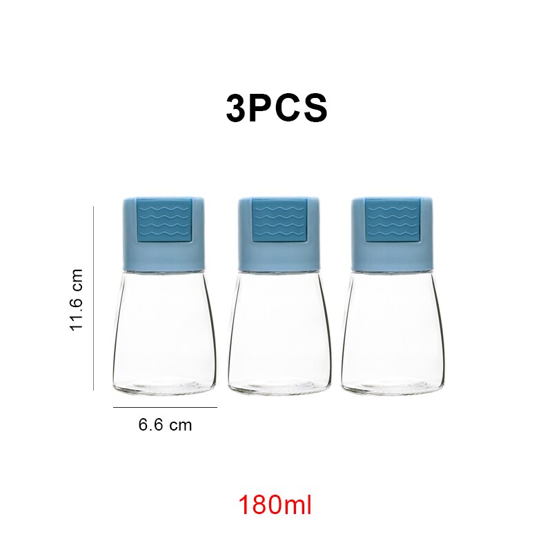 0.5g Metering Salt Glass Spice Salt Jar Sea Salt Shaker Dispenser Bottle Quantitative Seasoning Jar for Steak BBQ Home Barbecue: 3pcs Blue A