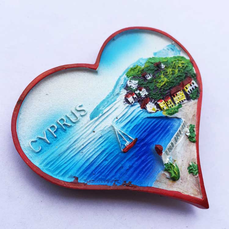 Europe Tourism Fridge Magnet Souvenir Cyprus Heart-shaped Sea View 3d Magnet Fridge Kitchen Accessories Decoration Home