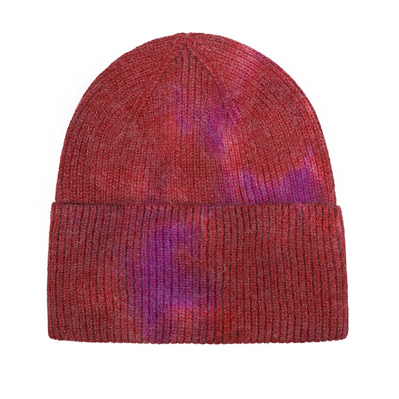 Tie-dye muts warme wintermutsen voor dames dames heren effen muts met omslag, muts met capuchon herfst gebreide hiphop plangi kort: 10