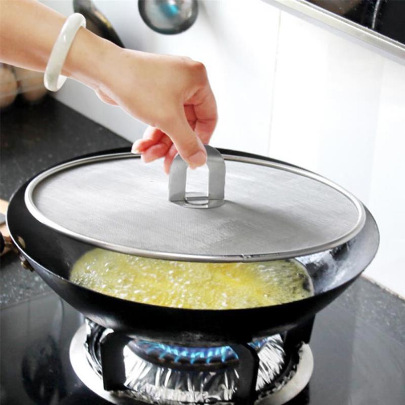 Grease Splatter Screen Pan Cover Stainless Steel Frying Pan Fine Mesh Stops Stove Oil Guard Pot Lid Kitchen Accessories