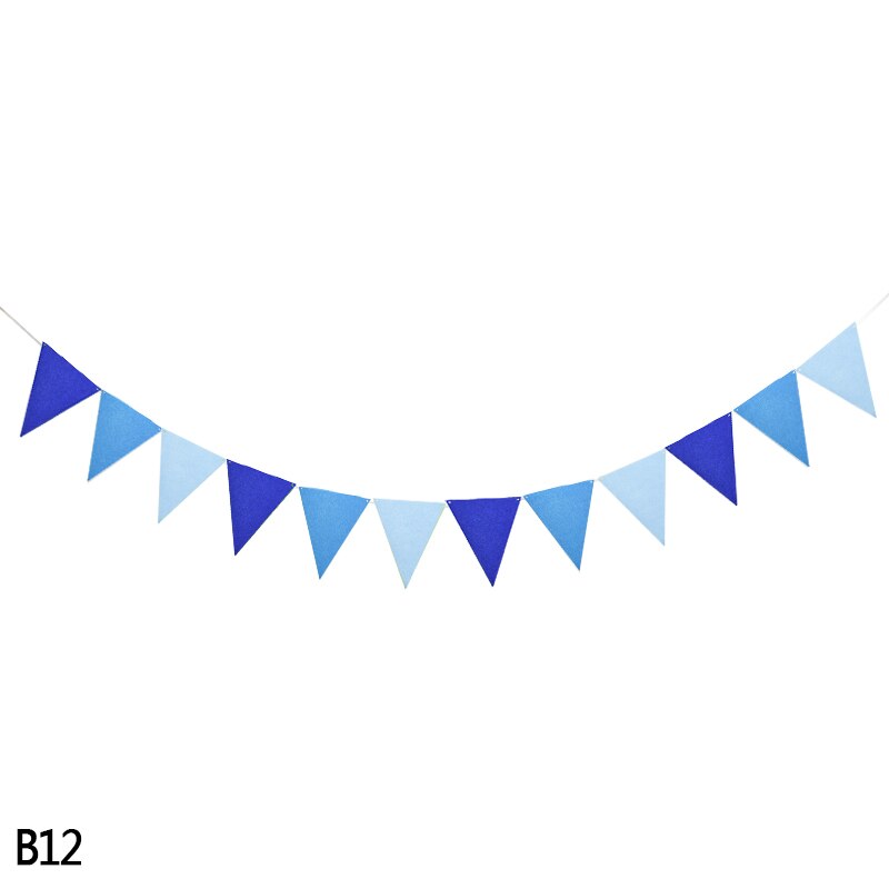 2.5m 12 flaggor bunting banderoller vimpel non-woven girlander flaggor baby shower bröllopsfest vimplar hängande girlander dekor tillbehör: B12