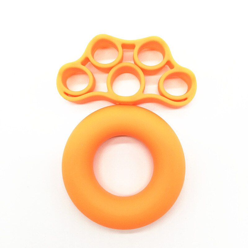 2Pcs/set Hand Gripper Grip Silicone Ring Hand Resistance Band Finger Stretcher-Exercise Forearm Wrist Training Carpal Expander: Orange