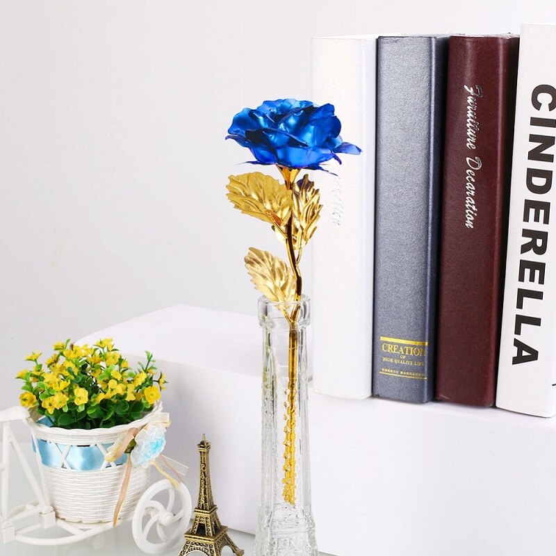 5Pcs Valentine's Day 24K Gold Plated Golden Rose Flower Wedding Festive Party Decoration Without Box