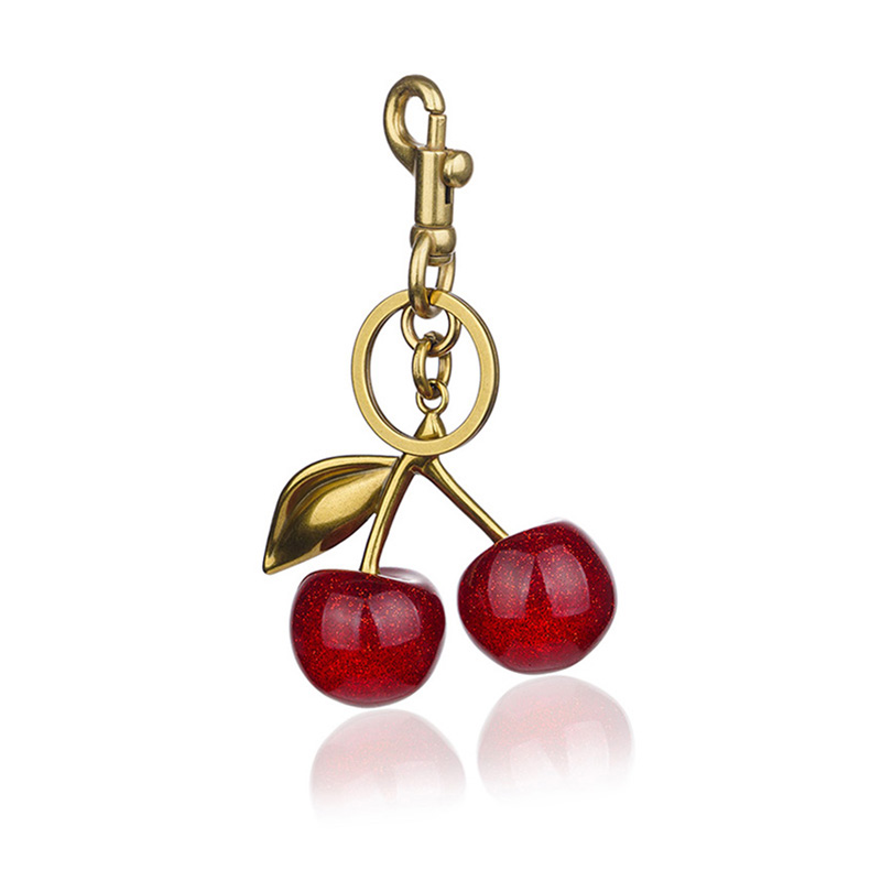 Cherry Charm Handbag Pendant Keychain for Women's Exquisite Internet-famous Crystal Cherry Bag Accessories High-Grade Pendant: Rose Gold
