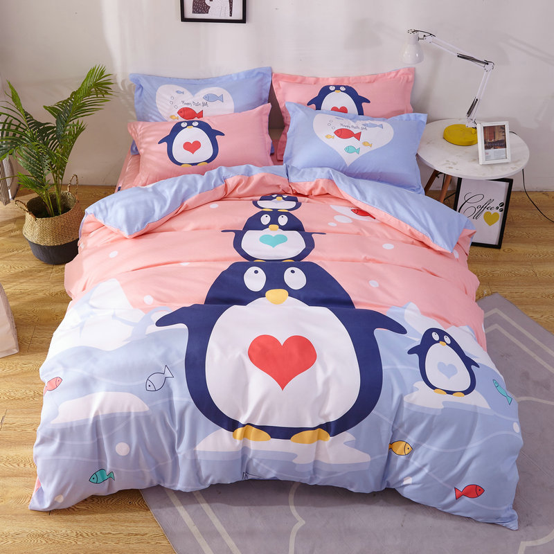 3Pcs Baby Bedding Set 100% Cotton Crib Bed Linen Kit Cartoon Animal Includes Pillowcase Bed Sheet Duvet Cover Without Filler