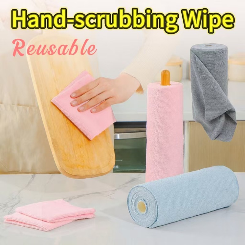Reusable Cleaning Wipe Household Kitchen Cloth Microfiber Towel Rolls Dish Rags Wash Paper Towel Replacement 1 Roll of 20 Sheets