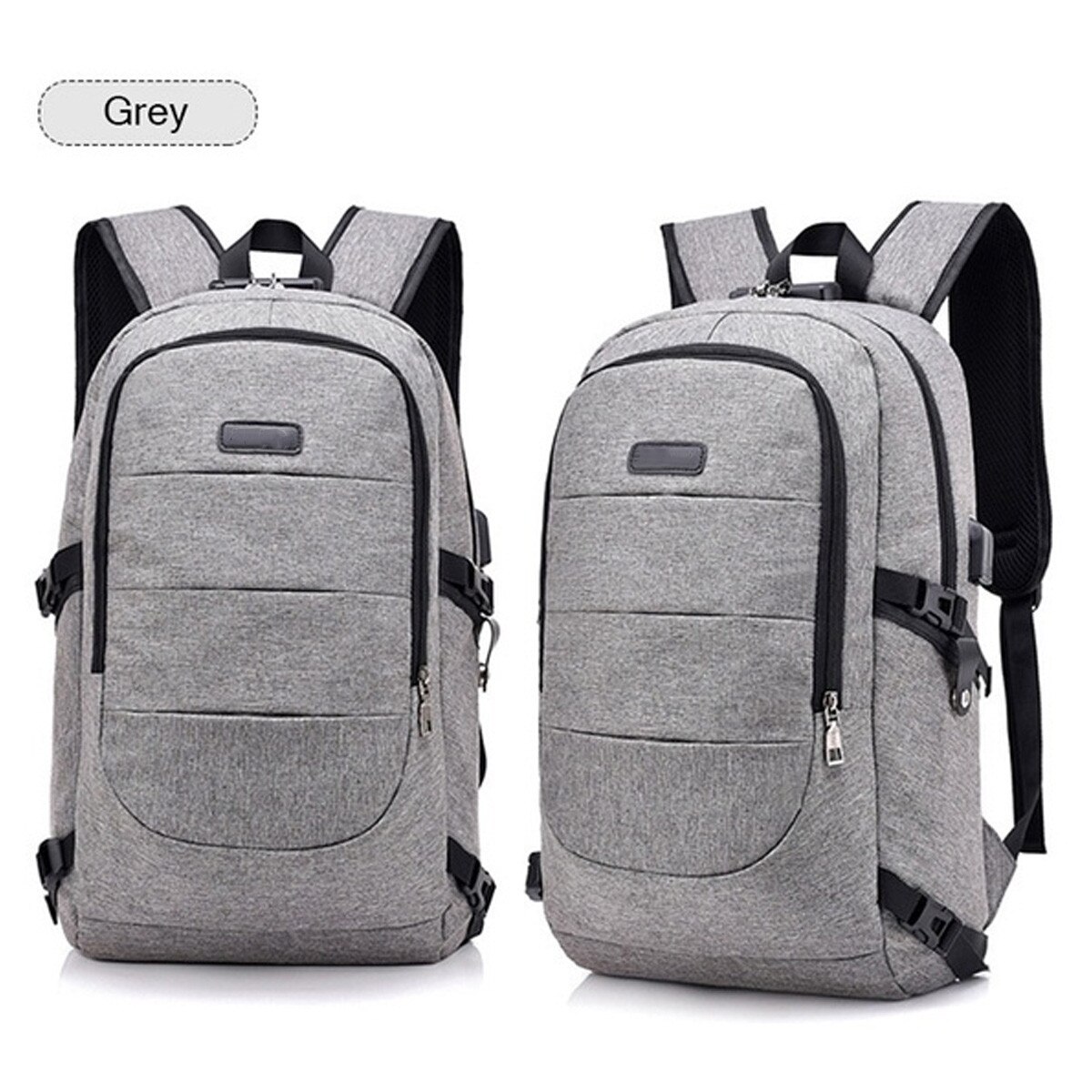 Mannen Rugzak Tas 17.3 "Laptop Notebook Mochila Grote Usb-poort Mannelijke Waterdichte Back Pack Rugzak School Rugzak Anti Diefstal: Light Grey