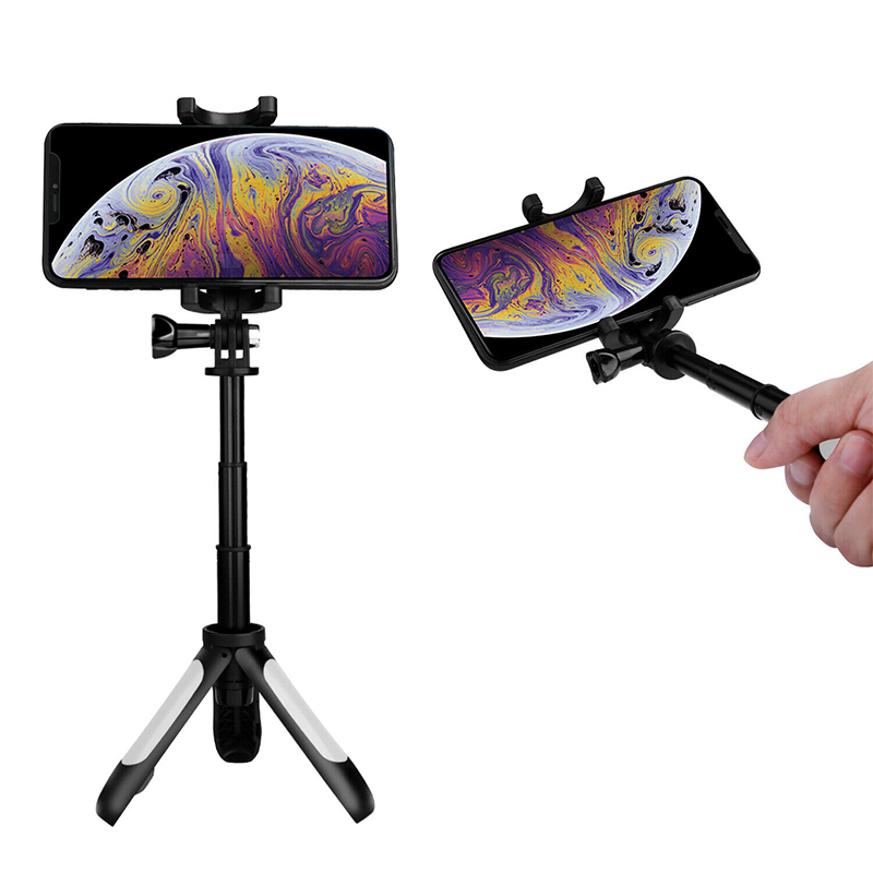 Portable handheld selfie stick tripod desktop holder for android and ios phones  gk99: White