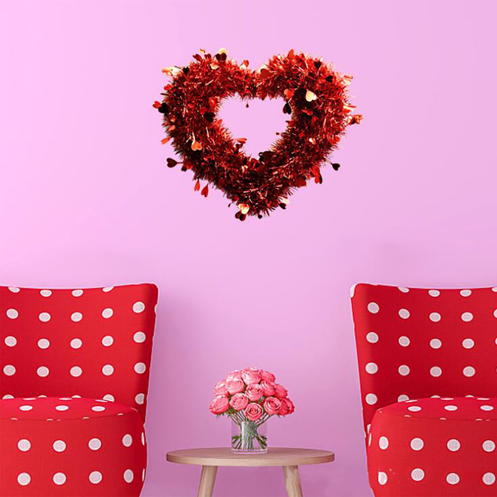 Valentine's Day Love Heart Shape Garland Wall Hanging Decoration Party Pendant Party Wedding Room Decoration Wreaths