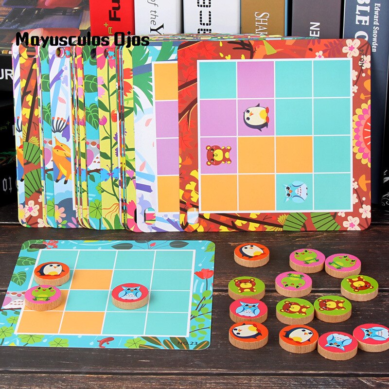 Animal Logic Game Sixteen Square Children 3-6 Years Old Desktop Educational Toys Board Game
