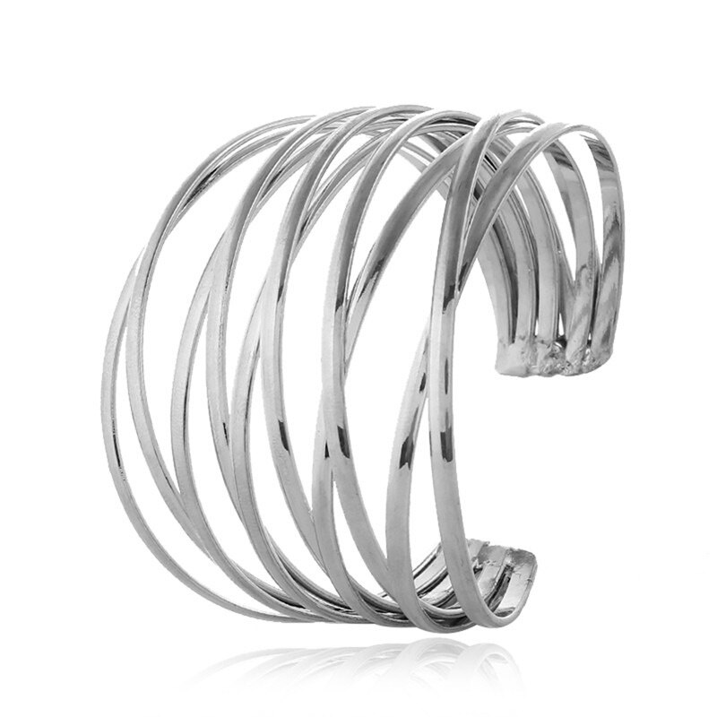 LZHLQ Cuff Bangles For Women Brand Big Bohemia Boho Bangles Indian Girls Bracelets & Bangles Female Cute Ladies Jewelry: Silver Big