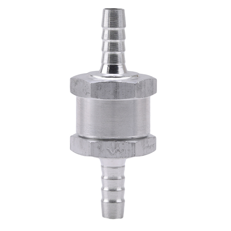 Válvula de retención de combustible de una vía, aleación de aluminio, 6/8/10/12mm, para manguera de vacío de coche, bombas de agua y aceite: silver-diameter 6mm