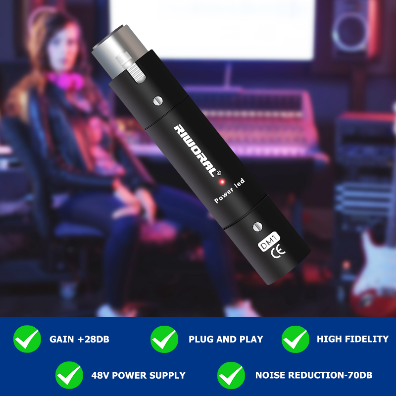 Microfoon Dynamische Voorversterker 28db Versterking Dynamische Mic Versterker 48V Metalen Structuur Studio Live