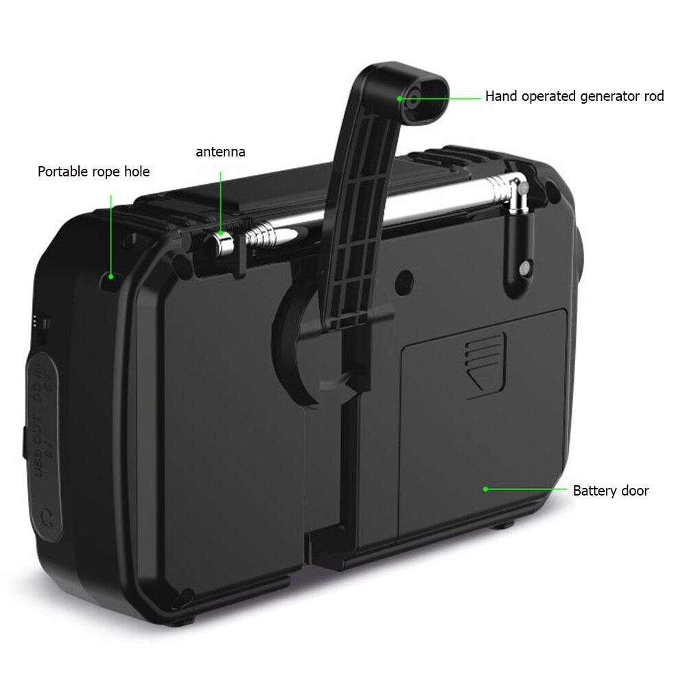 Solar Hand Crank Radio AM/FM/NOAA Multifunctional LED Flashlight Solar Dynamo Emergency Torch Lamp SOS Alarm Outdoor Power Bank