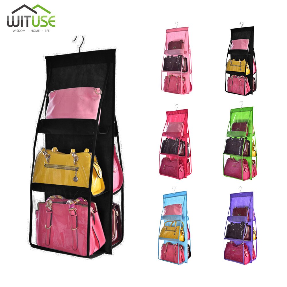 6 Pocket Opvouwbaar Opknoping Tas 3 Lagen Vouwen Plank Bag Purse Handtas Organizer Deur Diverse Pocket Hanger Opslag Closet Hanger