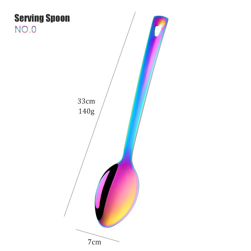 1PC Rainbow Stainless Steel Nonstick Kitchen Utensils Cooking Tool Long Serving Sets Scoop Spoon Fork Turner Ladle Cake Shovel: Dark Khaki