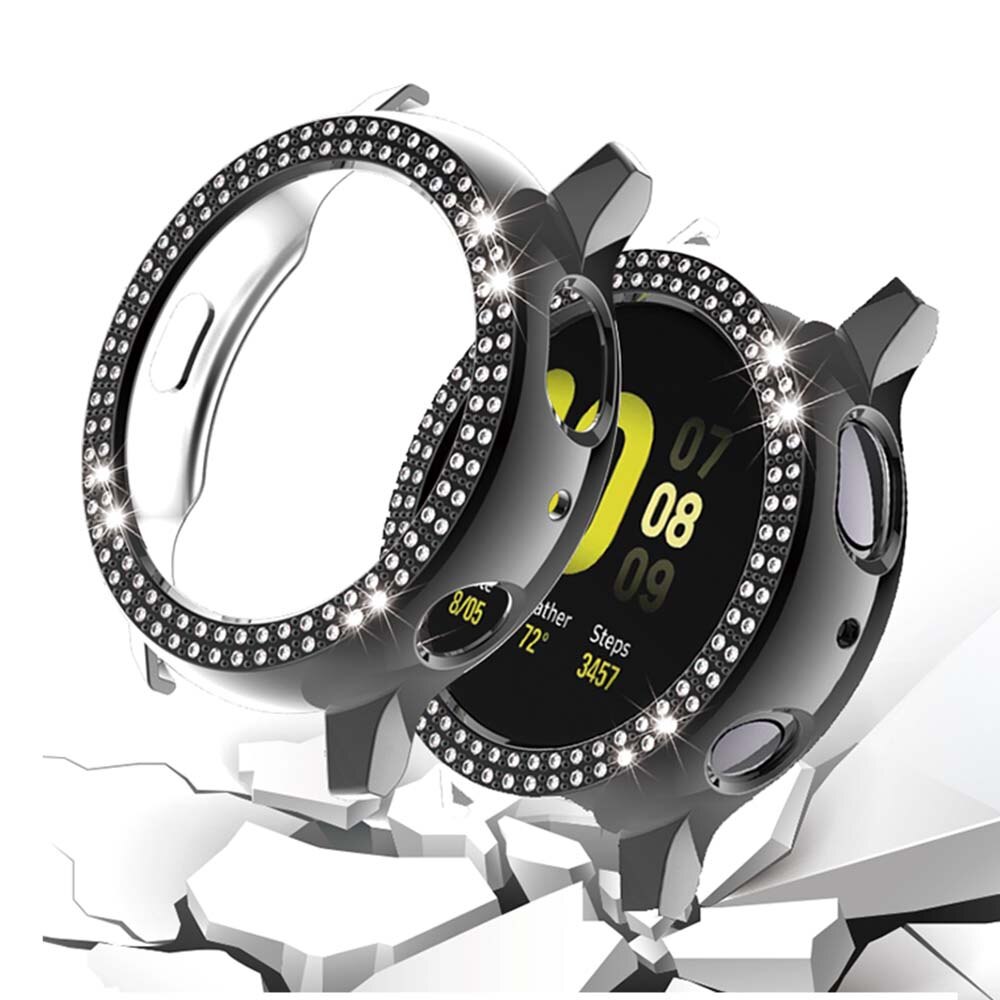 Hoesjes voor samsung galaxy watch active 2 44mm 40mm hoesje voor active 2 band dames dubbele rij diamant pc hoesje bumper