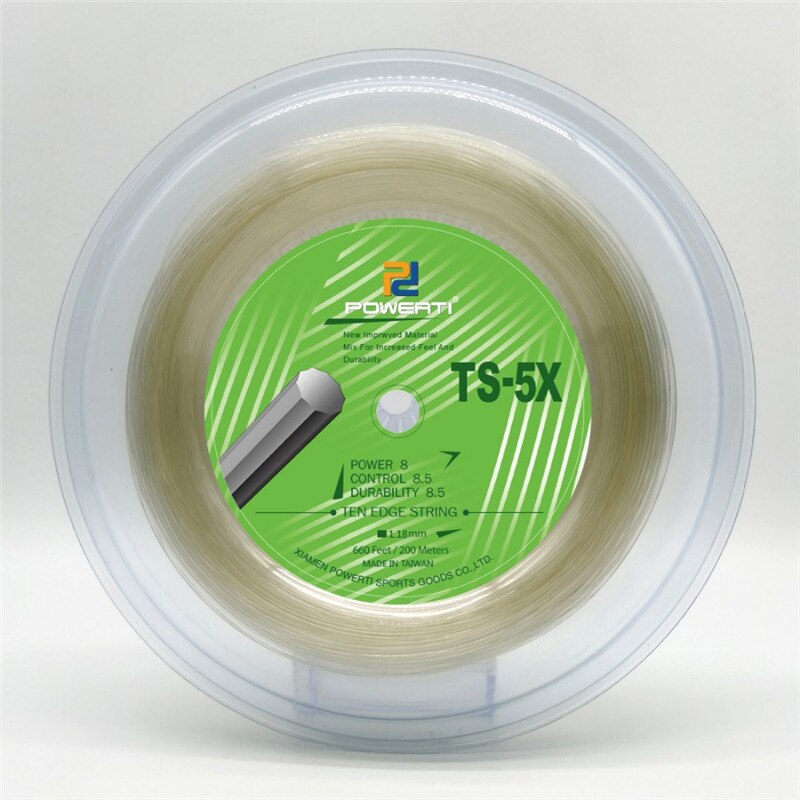Powerti 1.18Mm Tien Rand Harde Draad Tennisracket String 200M Reel Tennis String Cycloon TX-5