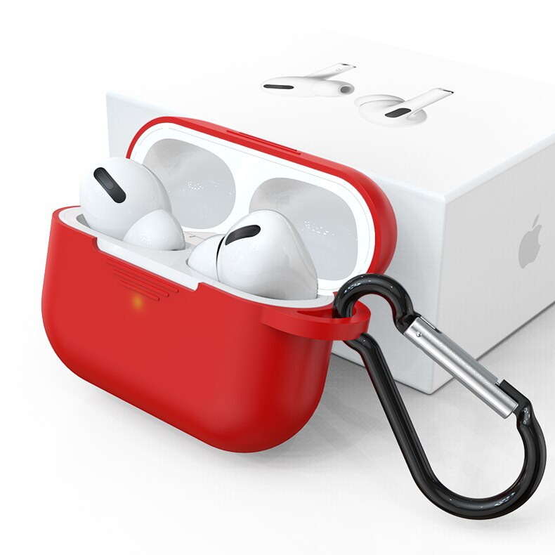 Silica Gel Case For Airports Pro Candy Color Bluetooth Wireless Earphone Cover For Airports Pro Cover Headphone Charging Coque: Red