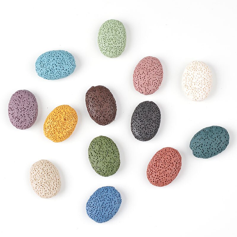 Colorful Oval Natural Lava Beads Shape Volcanic Rock Loose Spacer Beads Jewelry Earrings Necklace Making DIY 19X26/24X32mm