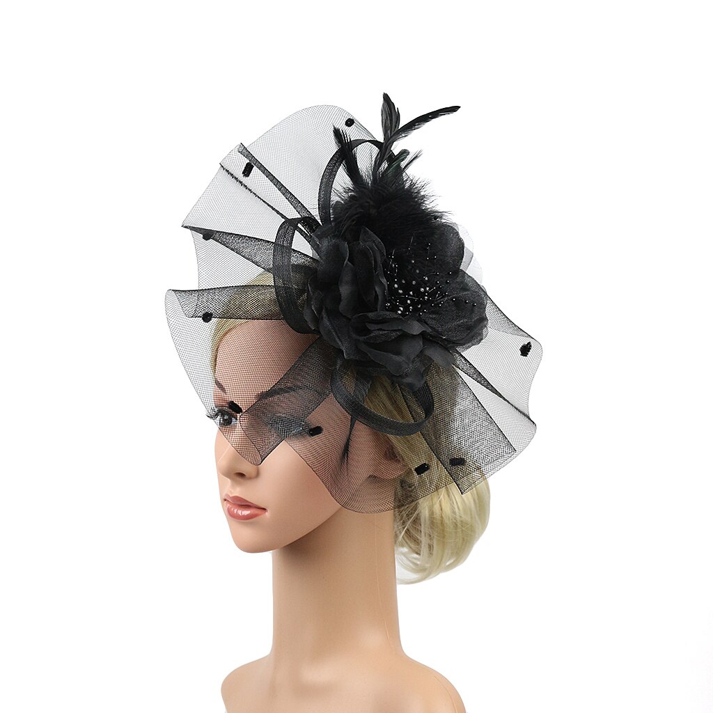 Fascinators Hat Flower Feather Net Mesh Kentucky Derby Tea Party Headwear with Hair Clip and Hairband for Women Purple Red Green: black
