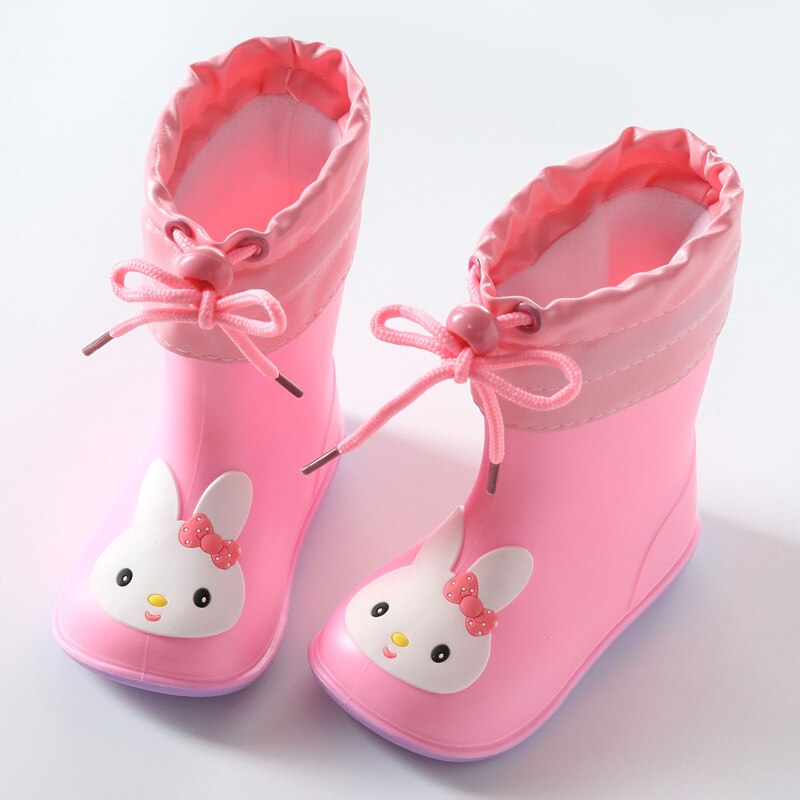 Kids for Boys Girls Cute Autumn winter Boots Rain Boots Waterproof Baby Non-slip Rubber Water Shoes Children Rainboots: SH025-Pink / 8