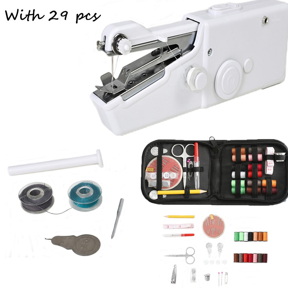 Hand Naaimachine Mini Handleiding Draagbare Assistent Huishoudelijke Snoerloze Elektrische Steek Handwerken Set Voor Snelle Reparaties Diy Gereedschap: machine thread